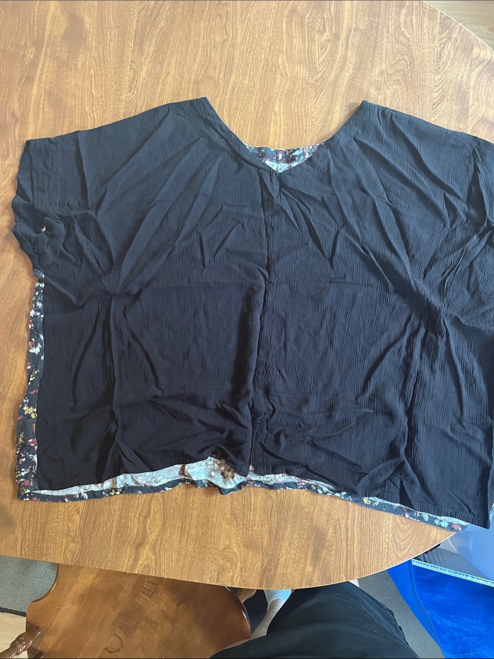 Sseko Black Tunic with Floral Trim